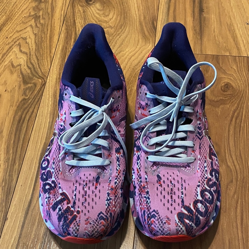 ASICS Women's Purple and Navy Patterned Running Shoes size US 8